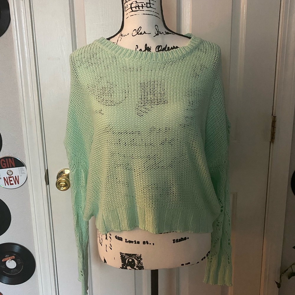Teal sheer sweater size large